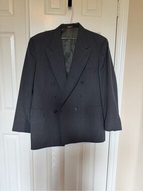 Evan Picone Double-Breasted Dark Charcoal Blazer